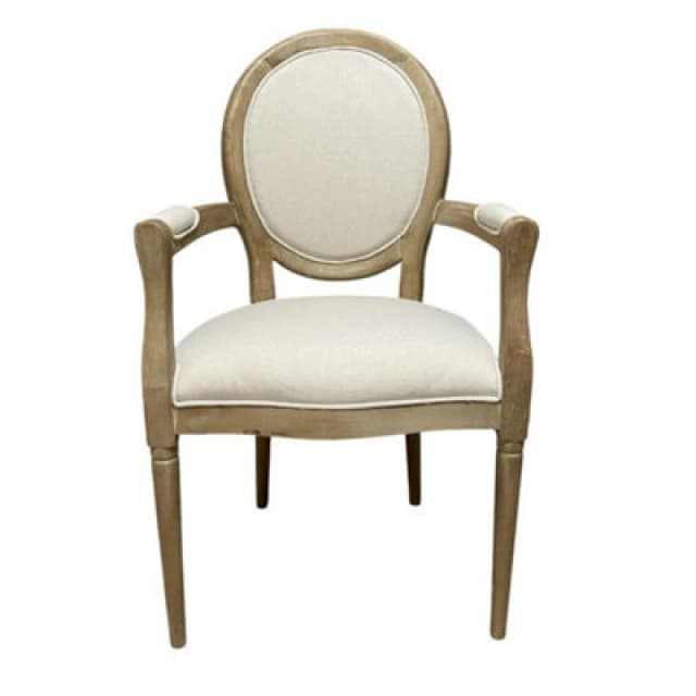 MSL 94CM BROWN FRAME LINEN FABRIC LOUIS CHAIR