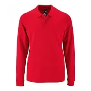 SOLS Mens Perfect Long Sleeve Pique Polo Shirt (3XL) (Red)