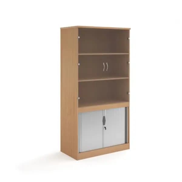 Systems Systems combination unit with tambour doors and glass upper doors 2000mm high with 2 shelves - beech Beech TG20B