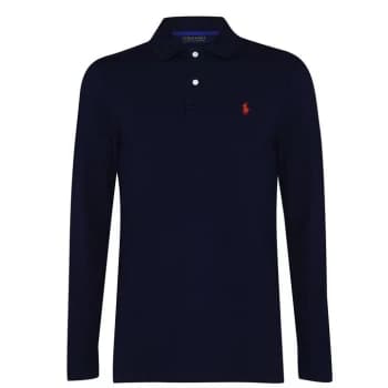 Polo Ralph Lauren Long Sleeved Stretch Polo Shirt - Navy