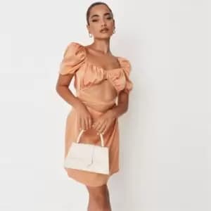 Missguided Petite Ss Puff Slv Co Mini Dress - Orange