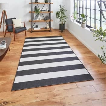 Santa Monica 48644 Black White 120cm x 170cm Rectangle - Black and Ivory