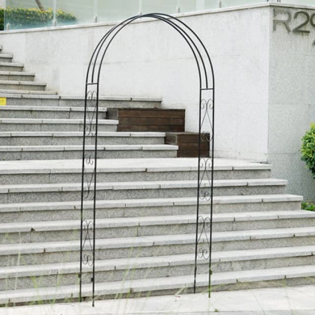 Gr8 Garden Metal Decorative Curly Garden Arch Rose Climbing Plants Archway Path Black unisex