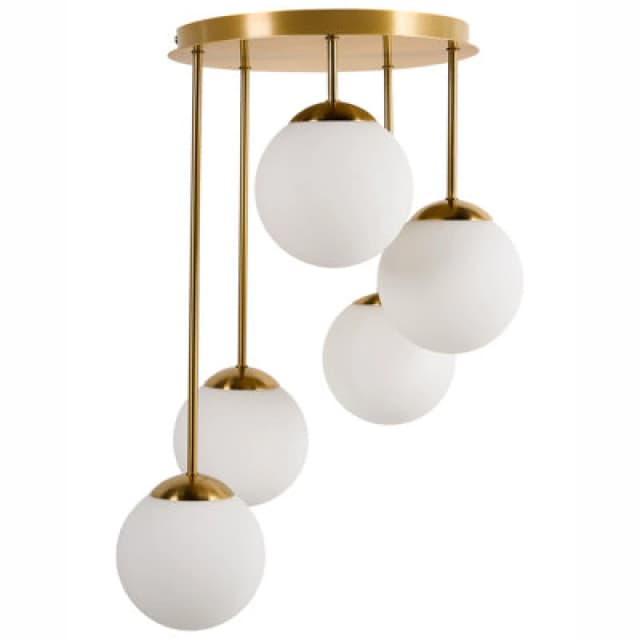 Beliani 5 Light Pendant Lamp Riana Metal Brass