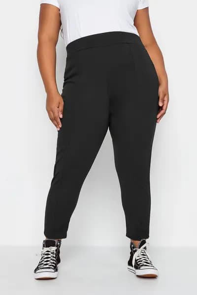 Yours Black Tapered Trouser 26in, Black, Size 24, Women