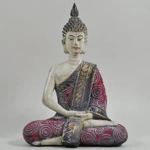 Medium Sitting Buddha in Red Wash