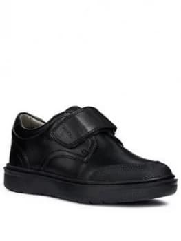 Geox Riddock Leather Strap School Shoes - Black, Size 1 Older