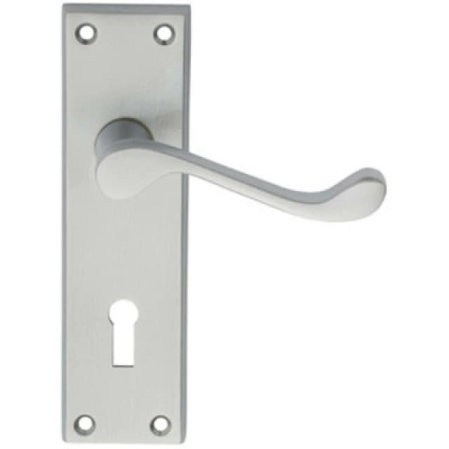 Loops PAIR Victorian Scroll Handle on Lock Backplate 150 x 43mm Satin Chrome Multi