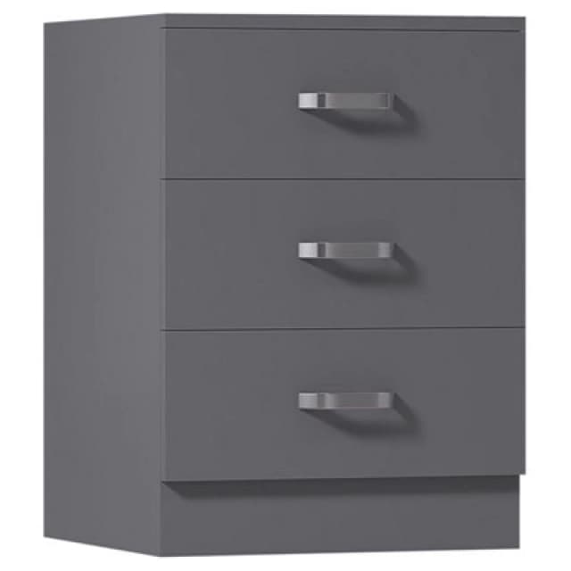 FWStyle FWStyle Grey 3 Drawer Chest Of Drawers Metal Handles Scratch Resistant Grey One Size Unisex 5056413127822