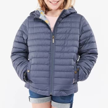 Barbour Girls Cranmore Hooded Quilted Jacket - Summer Navy/Folky Floral - 10-11 Years