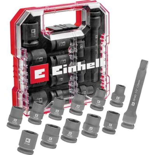 Einhell 12 Piece 1/2" Drive Impact Socket Set in L Case 49109283 Drive: 1/2"