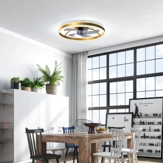 HOMCOM Ceiling Fan with Light & Remote, 3 Colour Temperatures, 50cm in Gold Gold Unisex