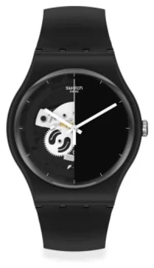 Swatch Live Time Black Half-Skeleton Dial SO32B107 Watch