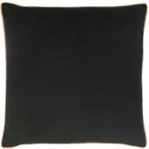 Riva Paoletti Meridian Faux Velvet Piped Cushion Cover, Black/Blush, 55 x 55 Cm