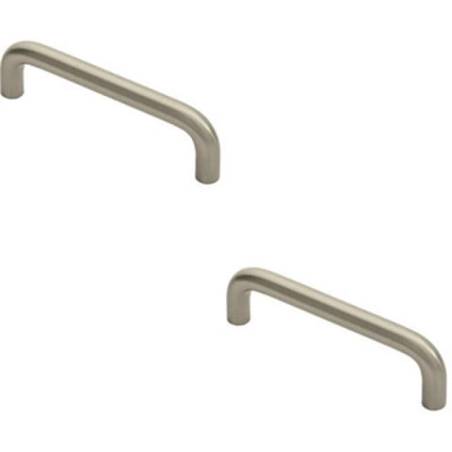 Loops 2x Round D Bar Cabinet Pull Handle 106 x 10mm 96mm Fixing Centres Satin Nickel Metallics unisex