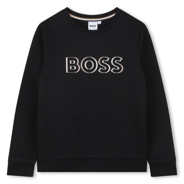 Boss Kids Bold Logo Relaxed Fit Crew Sweatshirt Black 09B male 4 Yrs