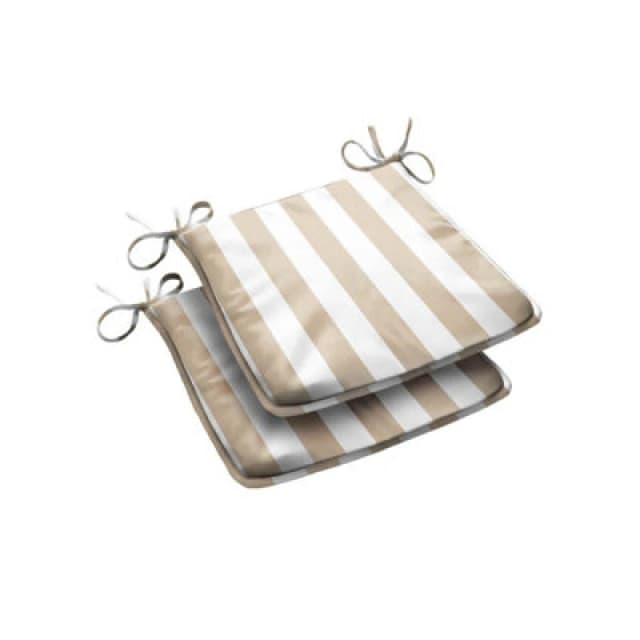 Luxury Living Wide Striped Outdoor Tapezoid Shape Seat Pad Beige