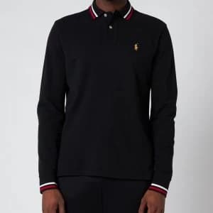Polo Ralph Lauren Mens Basic Mesh Long Sleeve Slim Fit Polo Shirt - Polo Black - L