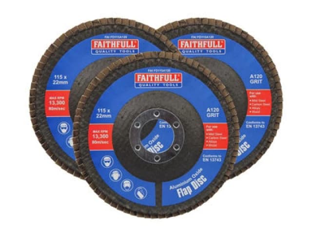 Faithfull Aluminium Oxide Abrasive Flap Disc FAIFD11512A3 Diameter: 115mm