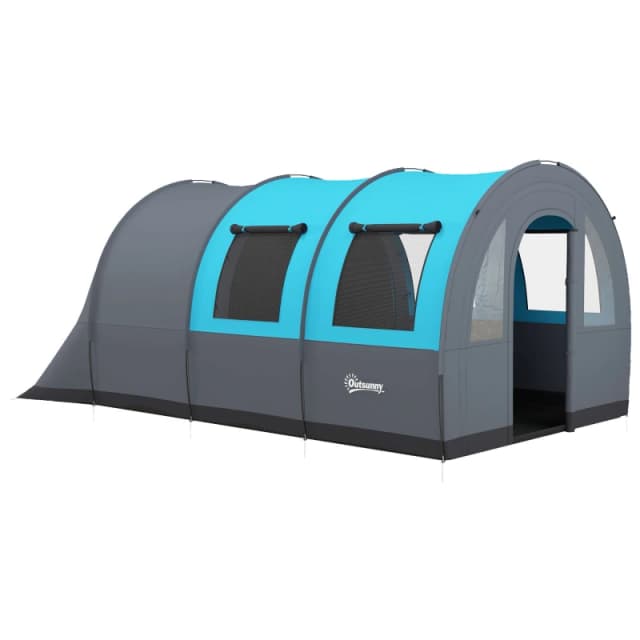 Outsunny Camping Tent, 3000mm Waterproof Family Tent for 5-6 Man Grey