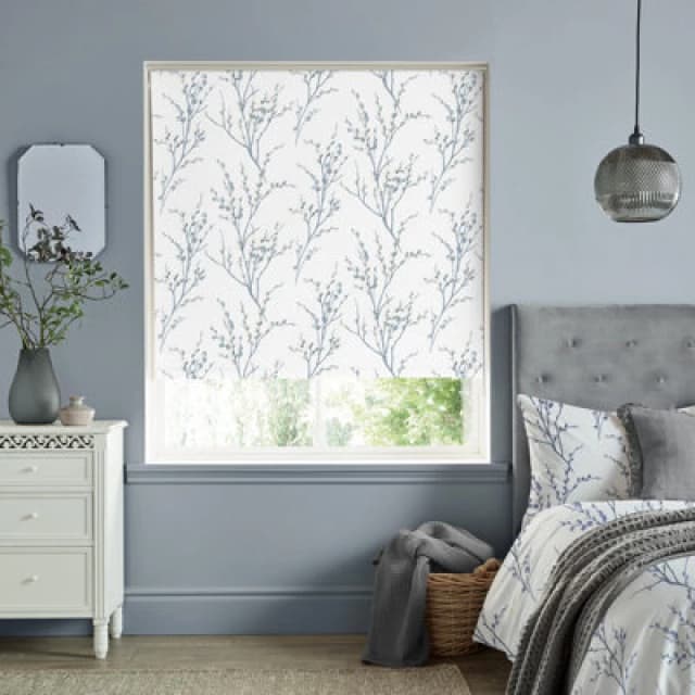 Laura Ashley Pussy Willow Thermal Blackout Ready Made Roller Blind Off White-Seaspray