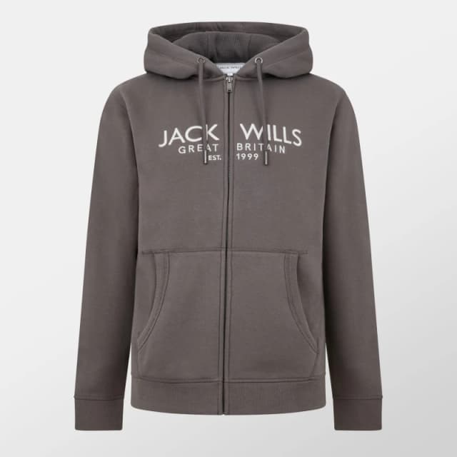 Jack Wills Pinebrook Graphic Zip Hoodie Mens Slate male S
