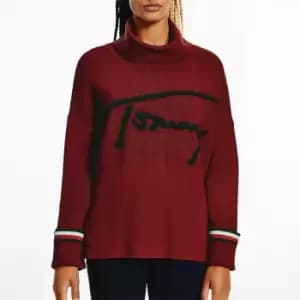 Tommy Hilfiger Womens Organic Cotton Relaxed Sweater - Regatta Red - XS
