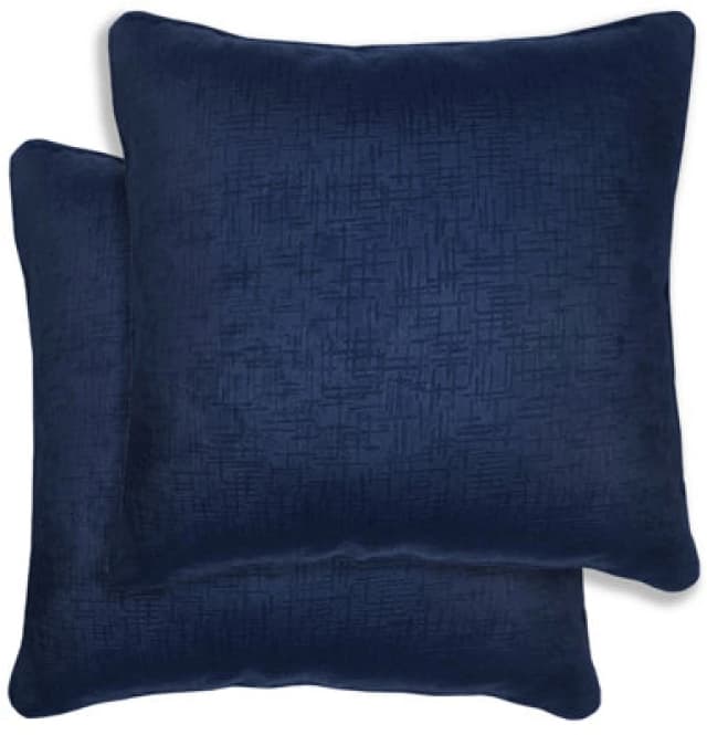 Enhanced Living Pair of Vogue Textured Double Sided Zip Opening Piped Edge Cushion Covers - 43x43cm - Cases Only Navy
