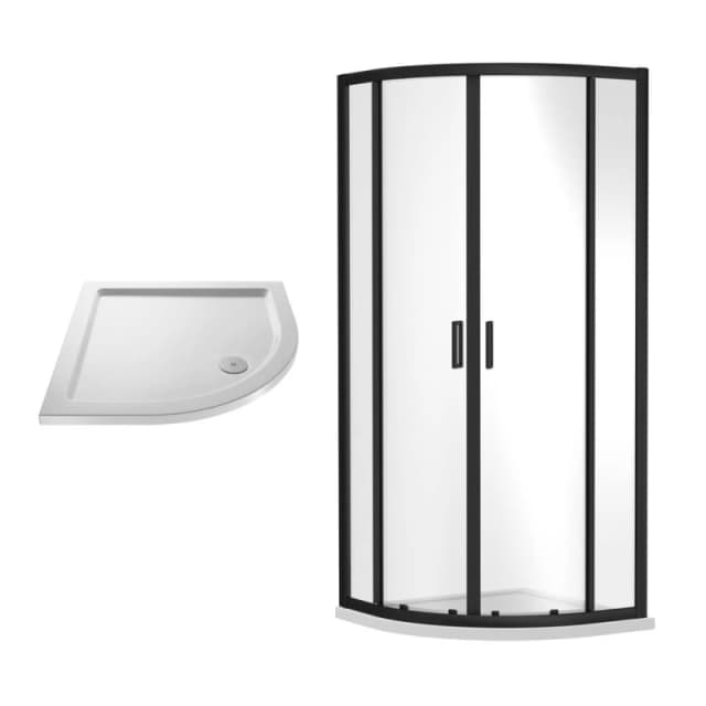 Balterley Shower Quadrant Enclosure Slimline Tray Black White 800mm White