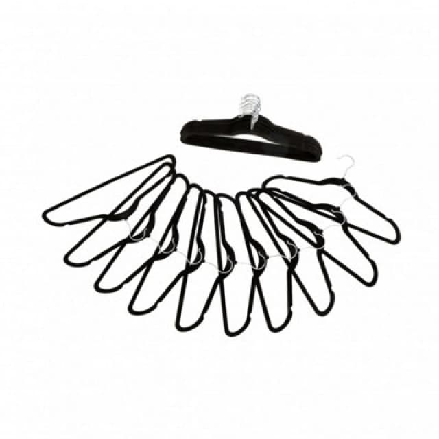 Oypla Pack of 20 Non-Slip Space Saving Velvet Clothes Coat Hangers Black unisex