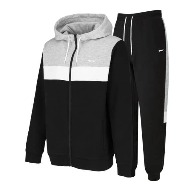 Slazenger Full Zip Tracksuit Mens Black/Grey male S