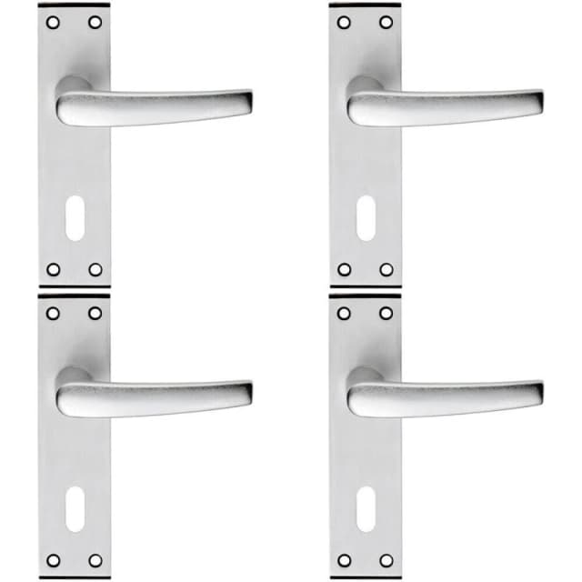 Loops 4x PAIR Straight Lever on Lock Backplate Door Handle 152 x 38mm Satin Aluminium Multi