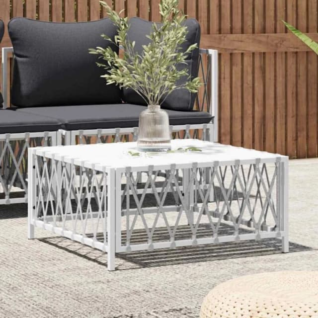 VIDAXL Garden Table White 70x70x34cm Woven Fabric vidaXL 8720845787400
