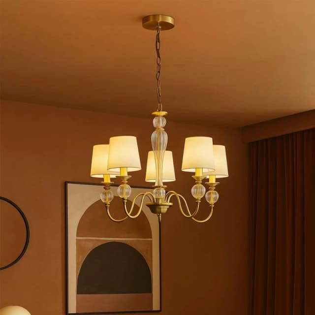 Lighting Collection 5 Light Glass Balls Ceiling Pendant Brass And Clear unisex One size