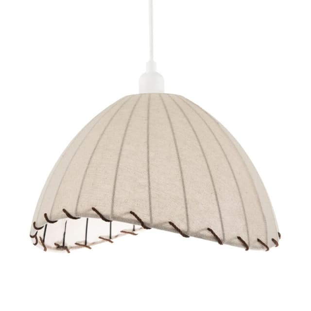 Happy Homewares Natural Linen Oatmeal Beige Pendant Light Shade with Linking Rope in Brown Brown Unisex