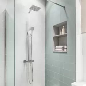 Thermostatic Mixer Bar Shower with Square Overhead & Handset - Koto