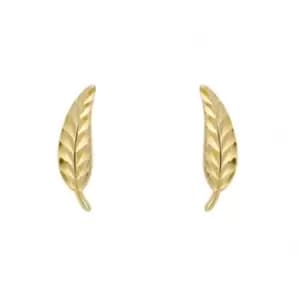 Yellow Gold Feather Stud Earrings GE2431
