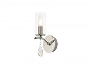 Wall Lamp Switched 1 Light E14 Polished Chrome, Crystal With Clear Glass