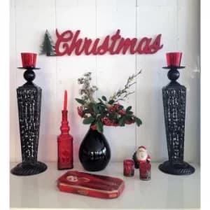 Christmas Red Decorative Wooden Wall Accessory