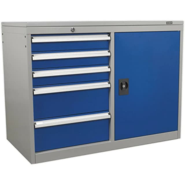 Loops Industrial Tool Storage Cabinet - 5 Drawers & 1 Shelf Locker - Heavy Duty Multi