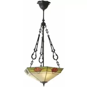 Tiffany Glass Hanging Ceiling Pendant Light Bronze & Art Deco Lamp Shade i00147