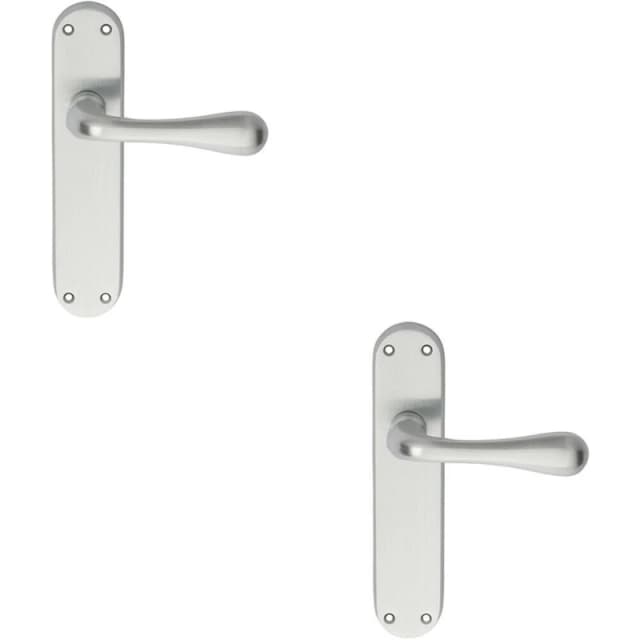 Loops 2x PAIR Smooth Round Bar Handle on Latch Backplate 185 x 40mm Satin Chrome Multi