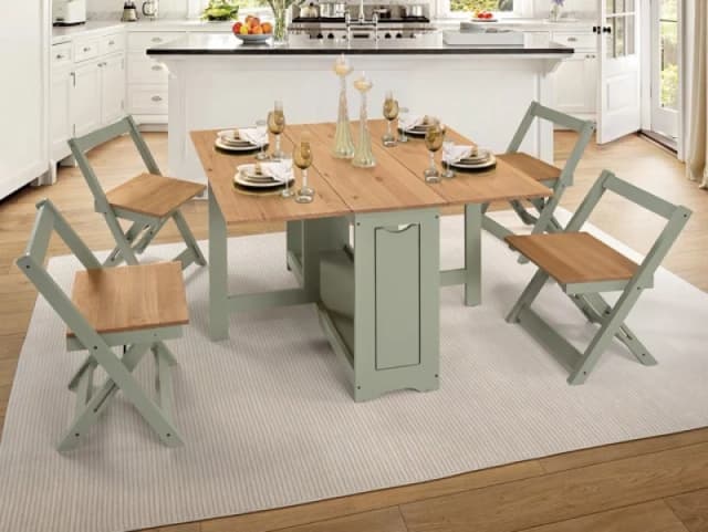 Seconique Santos Butterfly Green and Pine Dining Table and 4 Chairs