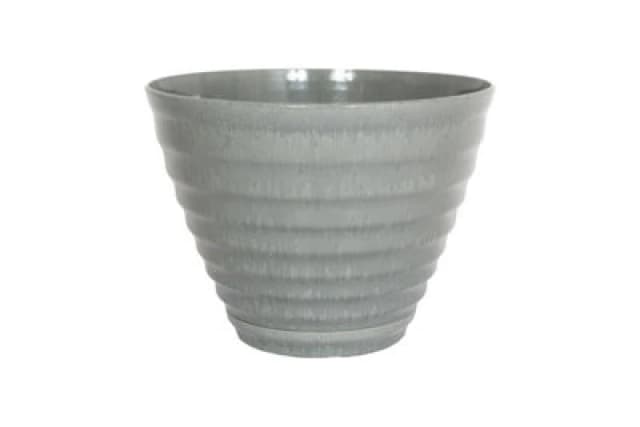 Plant Avenue Lightweight Recycled Plastic Garden Pot Planter With Drainage Holes Vale Grey Planter With In Built Saucer - 40 X W40 X H30 Cm
