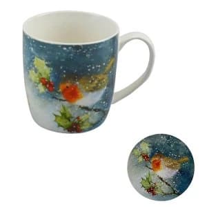 Jan Pashley Christmas Robin Porcelain Mug & Coaster Set