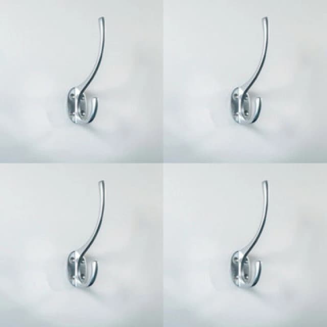 Loops 4x Victorian Hat & Coat Hook on Oval Backplate 64mm Projection Satin Chrome Multi