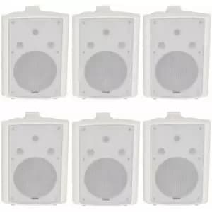 Loops - 6x 180W White Wall Mounted Stereo Speakers 8' 8Ohm loud Premium Audio & Music
