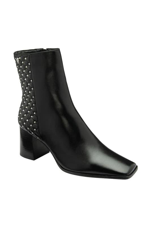 Ravel Black Leather 'Bann' Heeled Ankle Boots Black