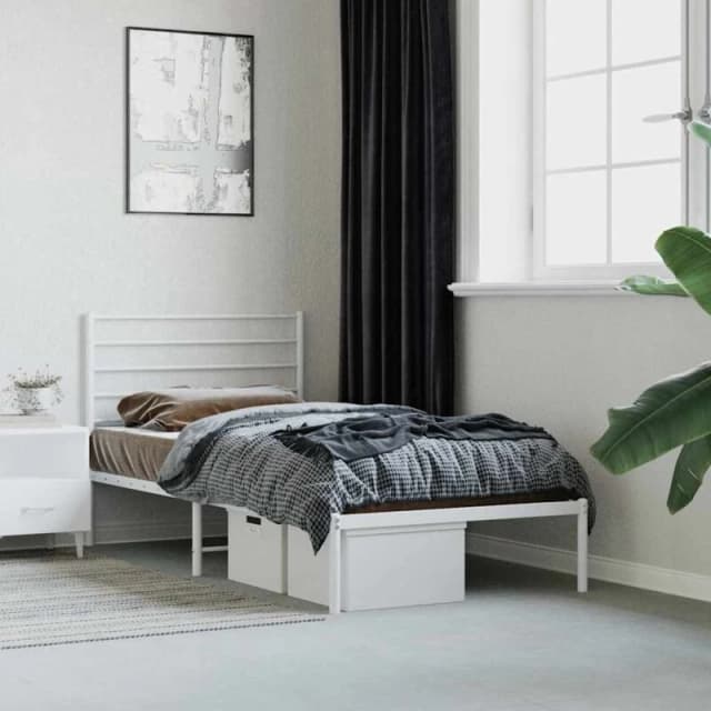 VIDAXL Metal Bed Frame without Mattress with Headboard White 80x200cm Vidaxl 8720845787950