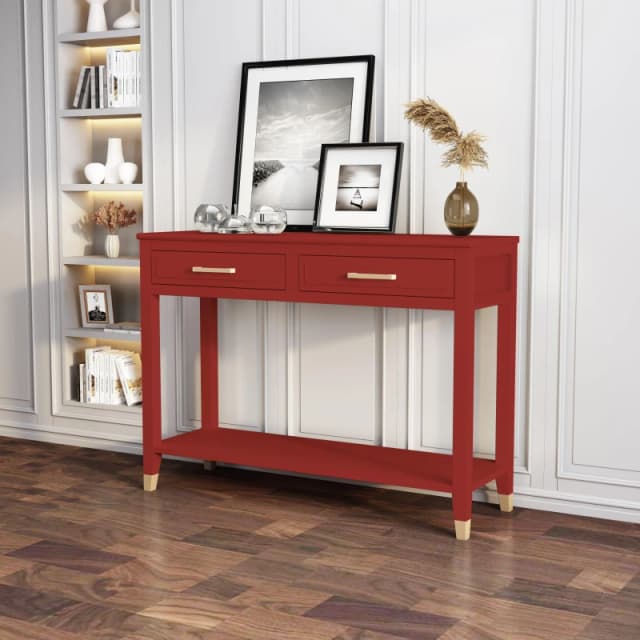 Cabinet Bits Palazzi 2 Drawer Console Table in Red Red Unisex